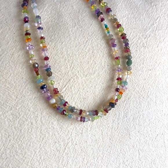 Two-Strand Gemstone and Seed Pearl Necklace - Picture 2 of 6